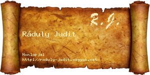 Ráduly Judit névjegykártya